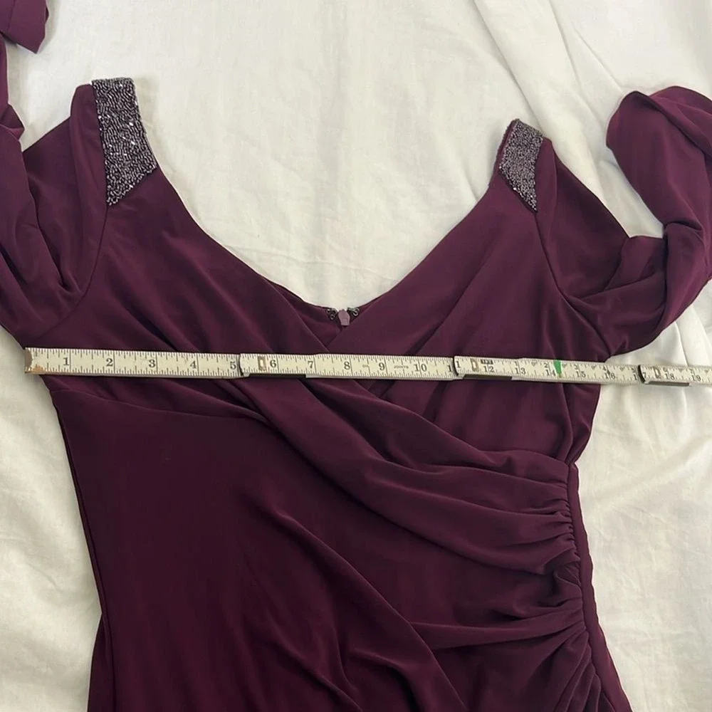 Lauren Ralph Lauren‎ Bell-Sleeve Stretch Jersey Gown Beaded size 4 Wedding New